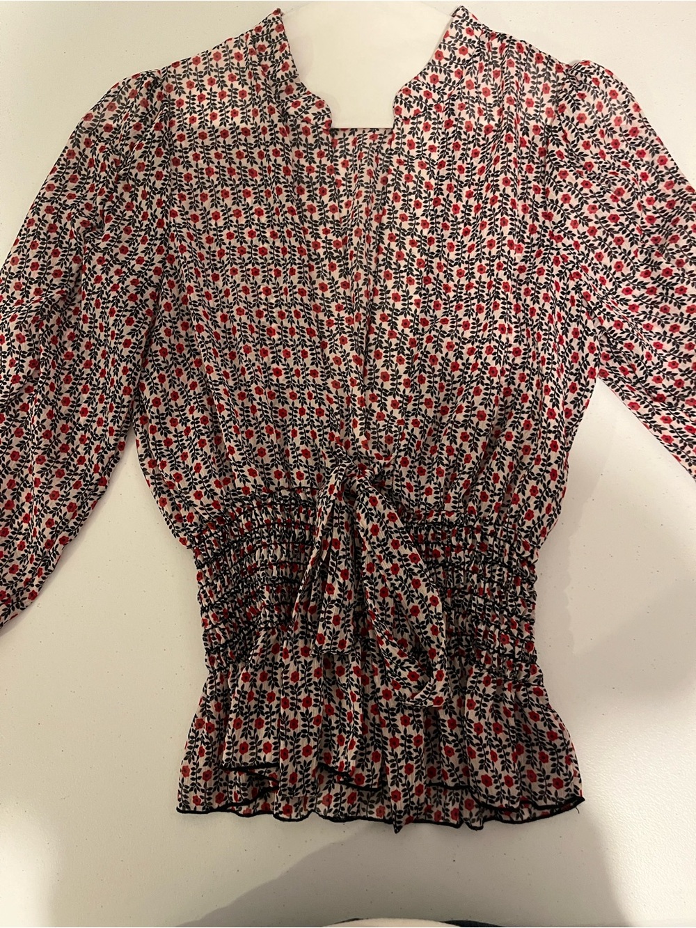 CMM red white and blue blouse with v neck